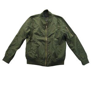 Inso Collection Mens Bomber Jacket Medium Green Full Zip High Neck Casual Travel